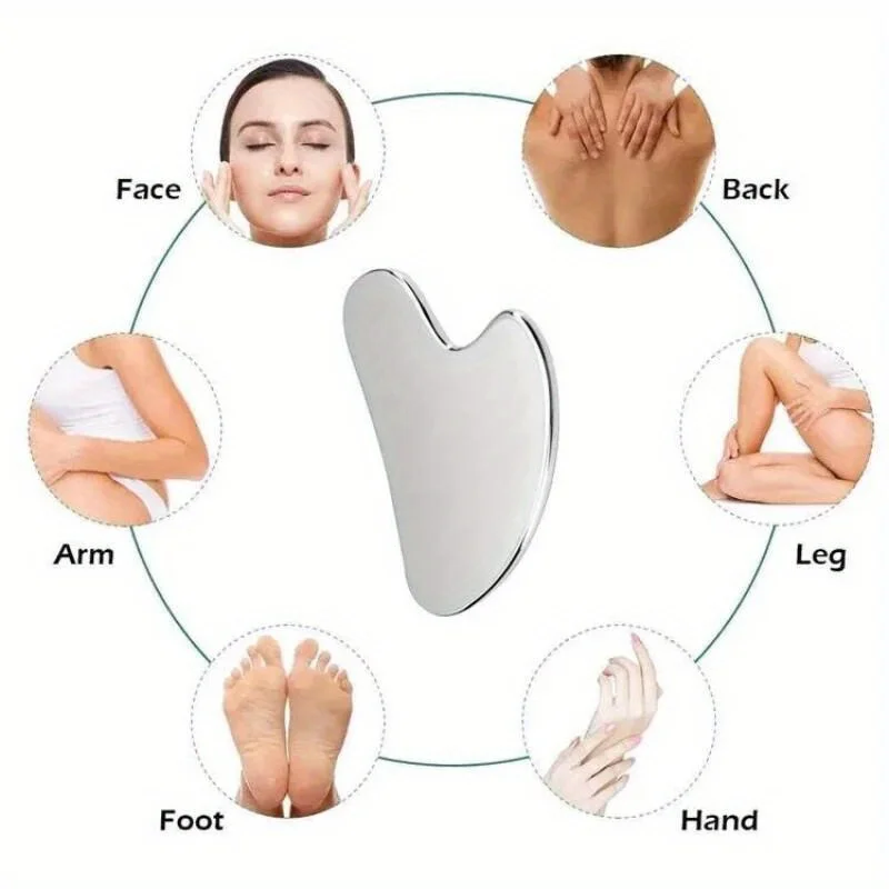 Stainless Steel Gua Sha Board  Summer Cooling Light Beige Tightening Tool and Dark Circles Improvement Professional Beauty Kit