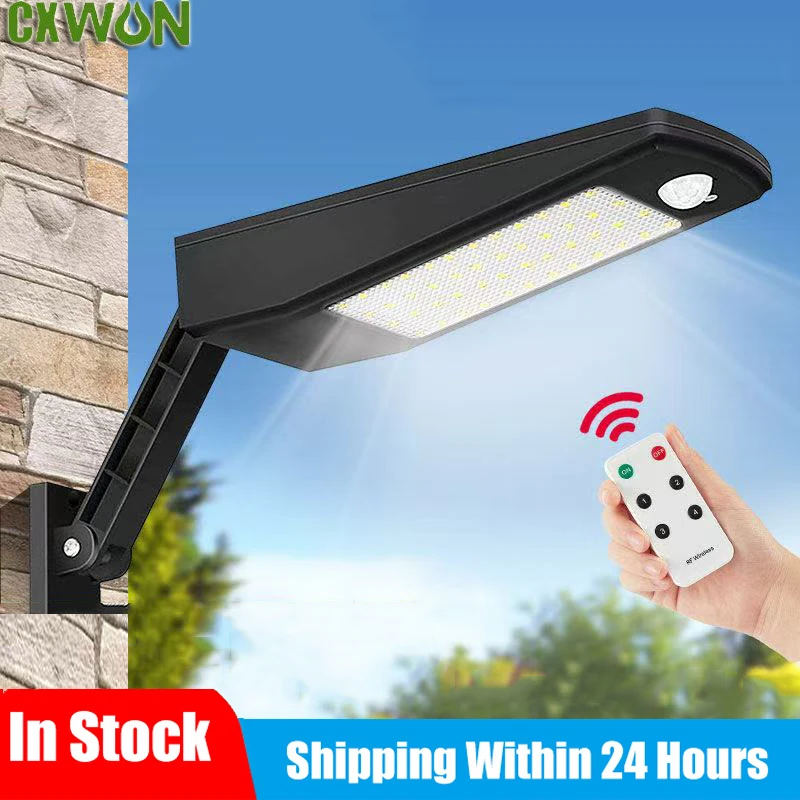 Outdoor Solar Wall Light 48 LED Remote Control Waterproof 1000LM Garden Sconce for Porch Yard Lighting