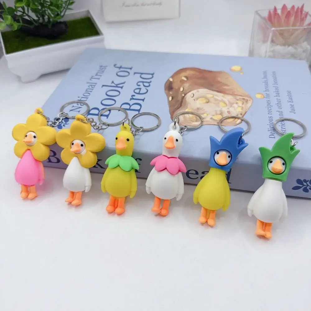 Funny PVC Alloy Animal Keychain Cartoon Personalised Duck Keychain Goose Car Key Decoration