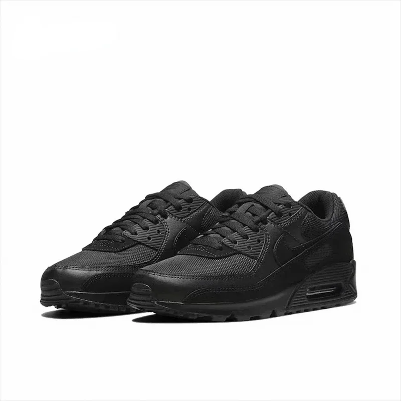 Nike Air Max 90 Men's Women's Running Shoes Retro Fashion Comfortable Fabric Shock Absorption Non-slip Low-top Air Cushion Black