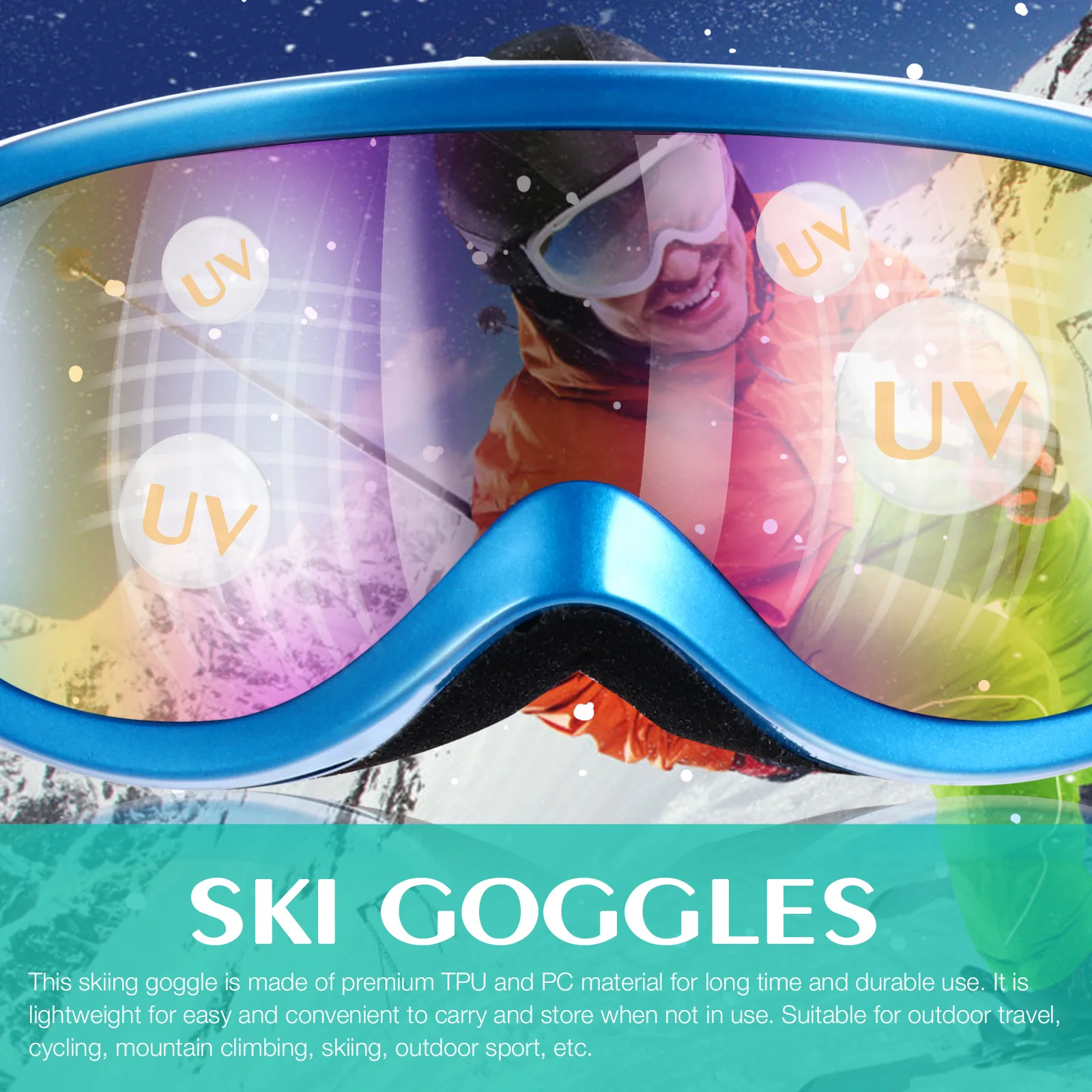 

1 Pair Uv Protection Ski Goggles Simple Design Outdoor Sports Eyewear Cycling Mountaineering Snowboard Glasses