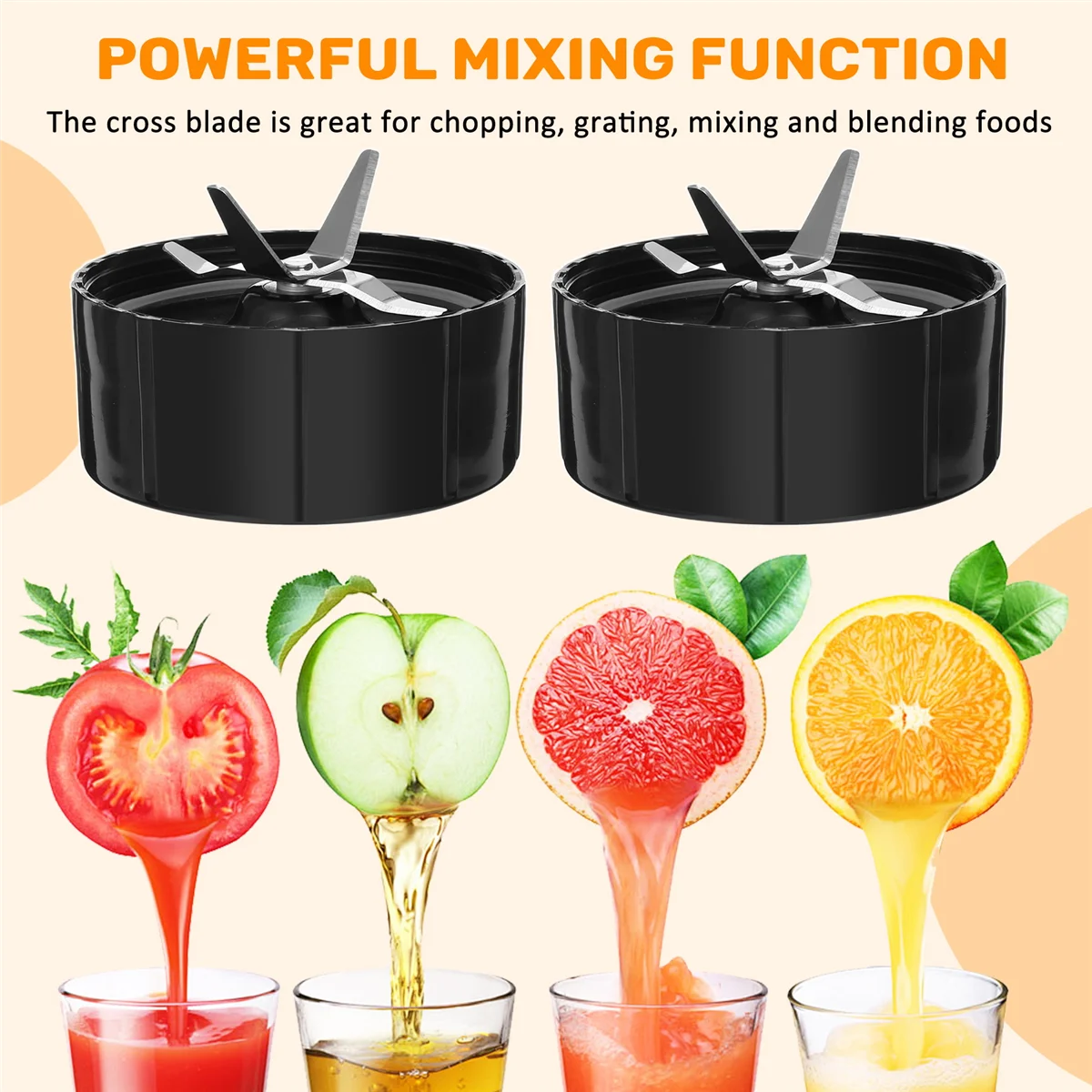 2 Pack Replacement Cross Blade Parts for Magic 250W Blender, Juicer and Mixer, Blender Replacement Parts MB1001N02R