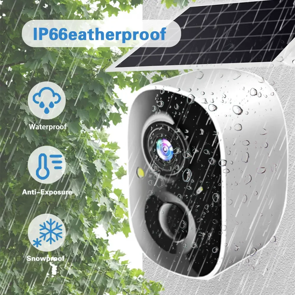 5MP WiFi Solar Camera, Built-in Outdoor Battery, 365 Days Backup, Two-way Audio PIR Human Body Detection Safety Protection