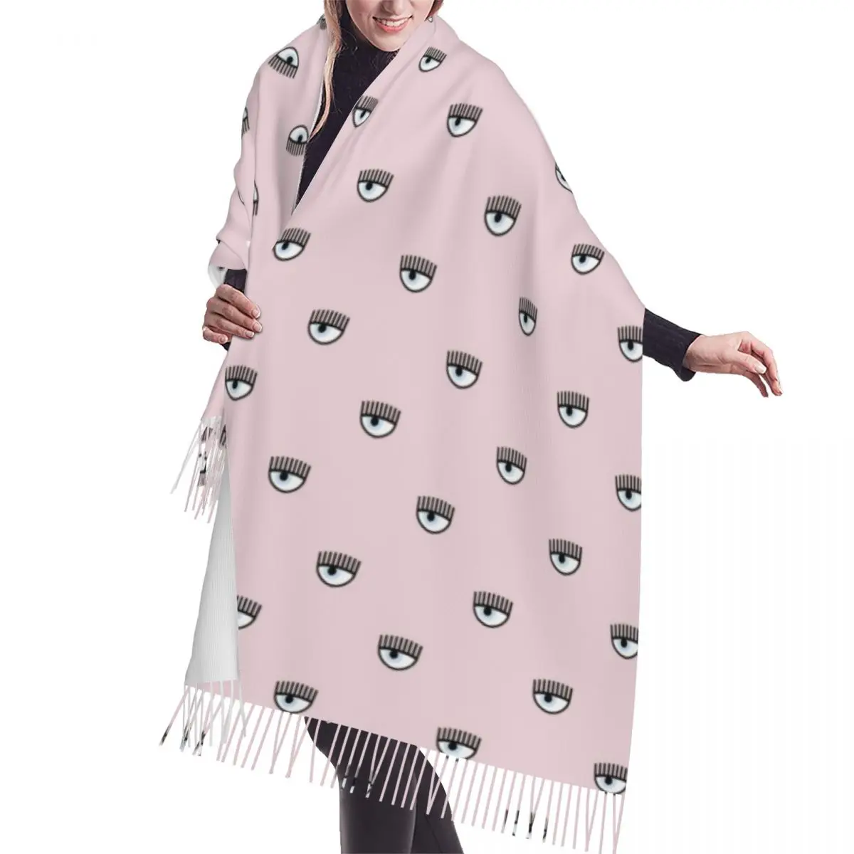 

Custom Lady Large Ferragnis Chiara Scarves Women Winter Fall Soft Warm Tassel Shawl Wrap Modern Fashion Scarf