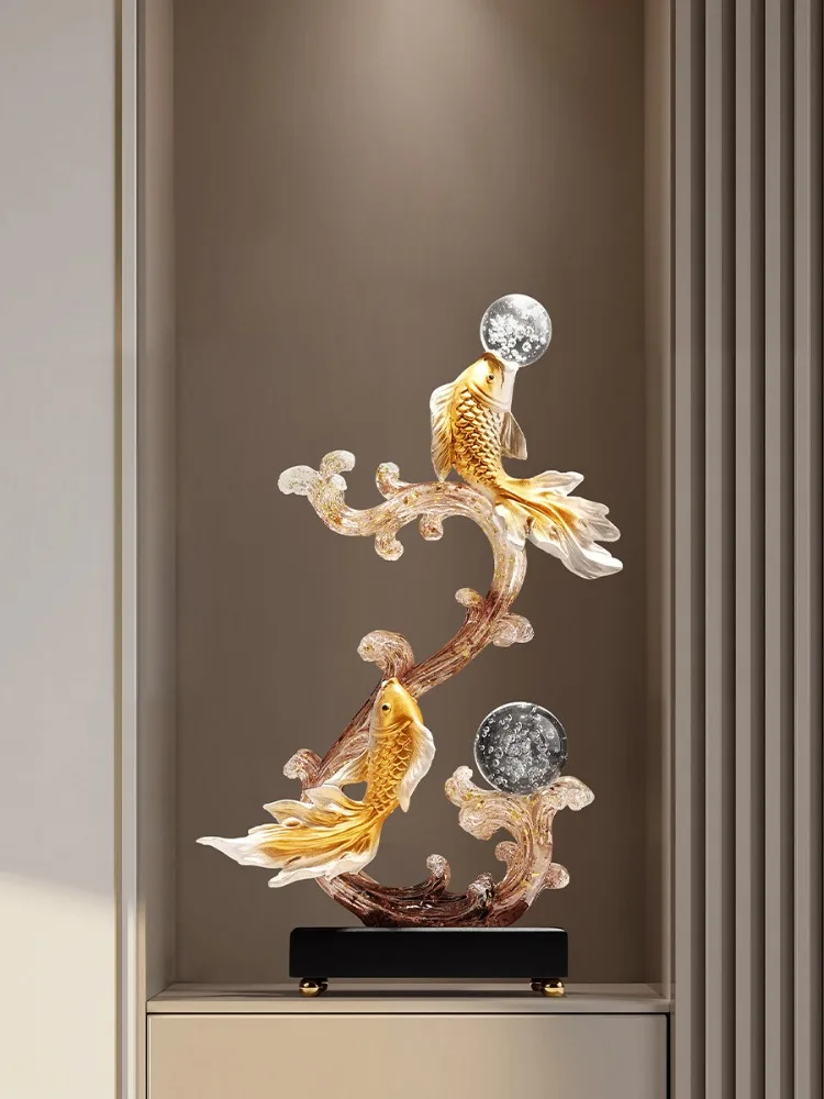 Wind And Water Rise,Koi Fish Ornaments,Statuette Living Room TV Cabinet,Entrance Wine Cabinets,Office Desktop Decorations,Gifts