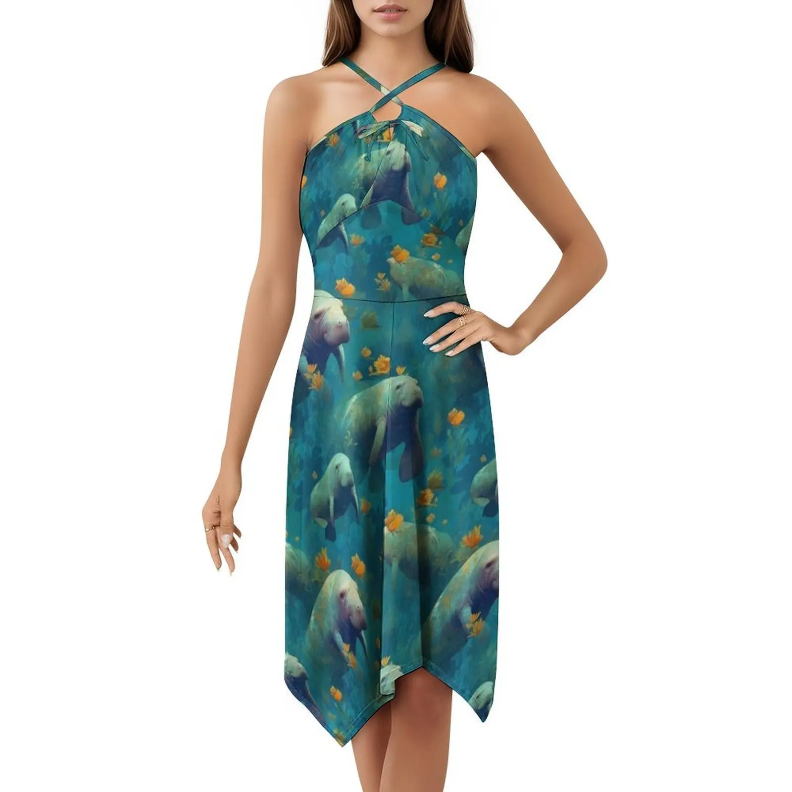 نمط Manatees اللطيف على منتجات مختلفة للحيوانات النسائية فستان الحفلات ملابس النادي المطبوعة العصرية للإناث