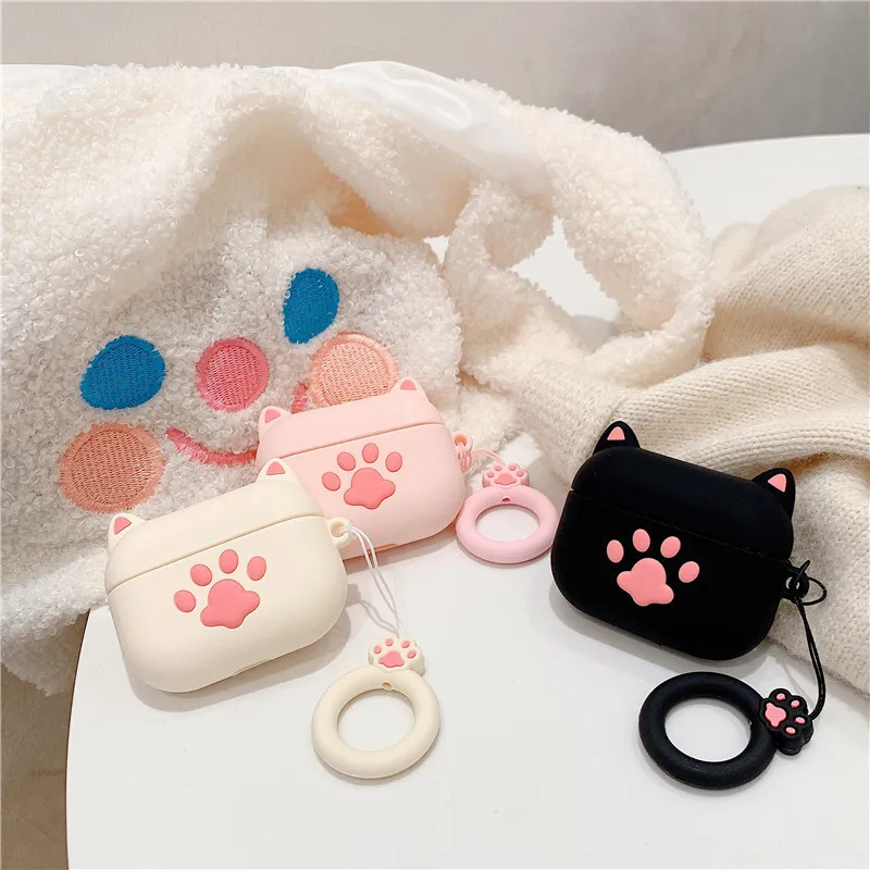 น่ารัก 3D Cat Paw กันกระแทกป้องกันหูฟังซิลิโคนสําหรับ Airpods Pro 2/Airpods Pro/ airpods 1/2/3 กรณี funda