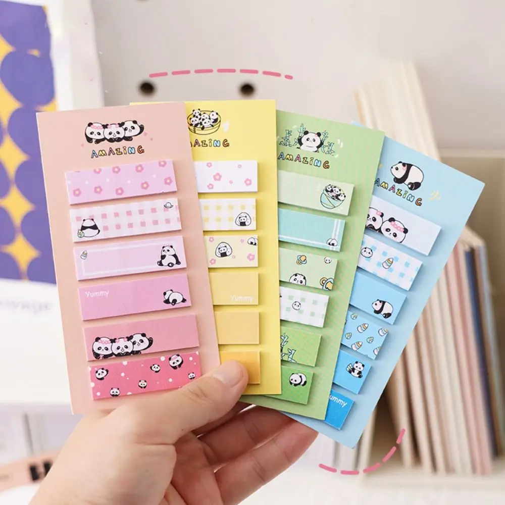 Index Tab Kawaii Panda Sticky Notes Creative Cartoon Memo Pad Girl Heart Portable Label Paper Stickers Planner