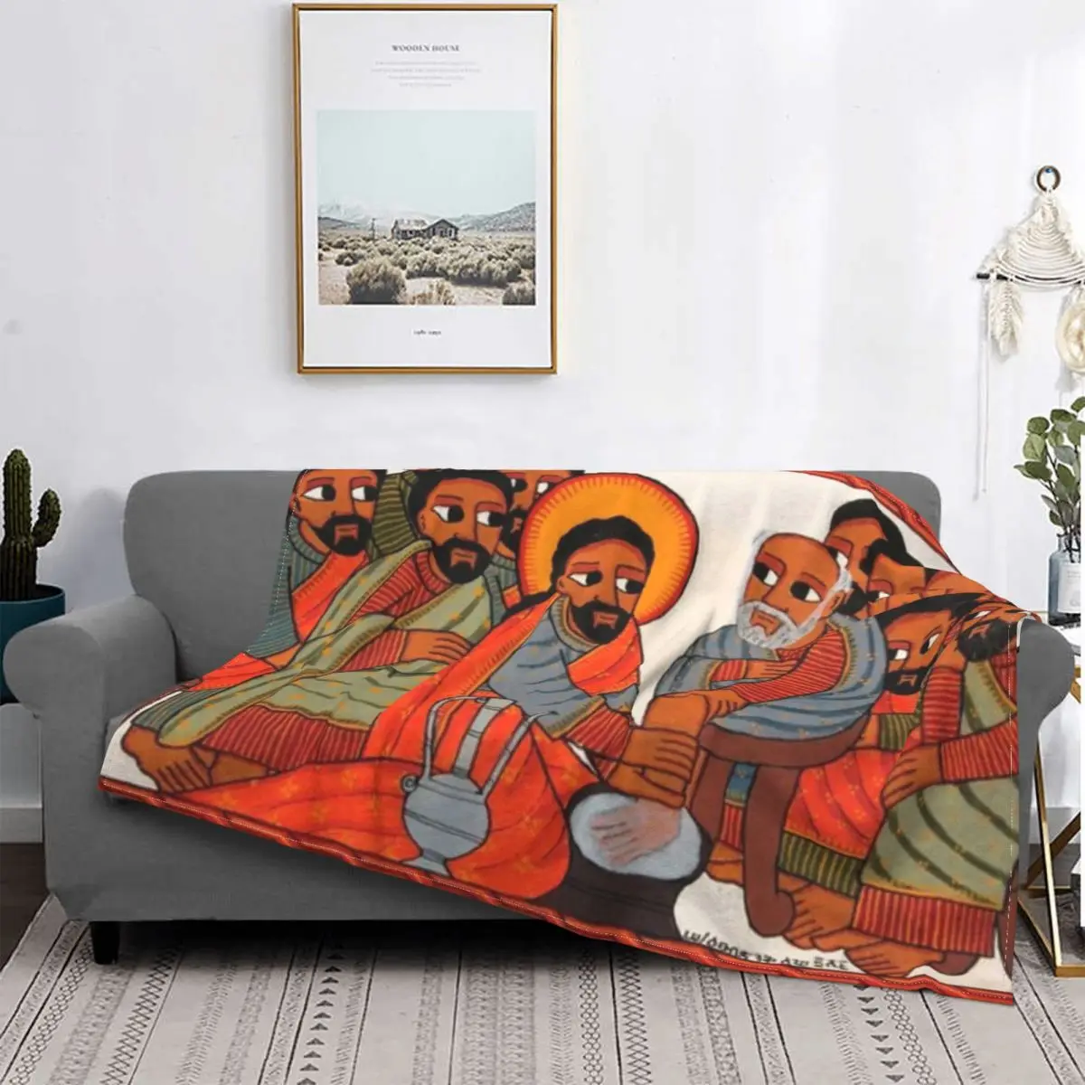 Ethiopian Painting Blanket Fleece All Season Worker Multifunction Lightweight Throw Blankets For Sofa Outdoor Bedding Throws