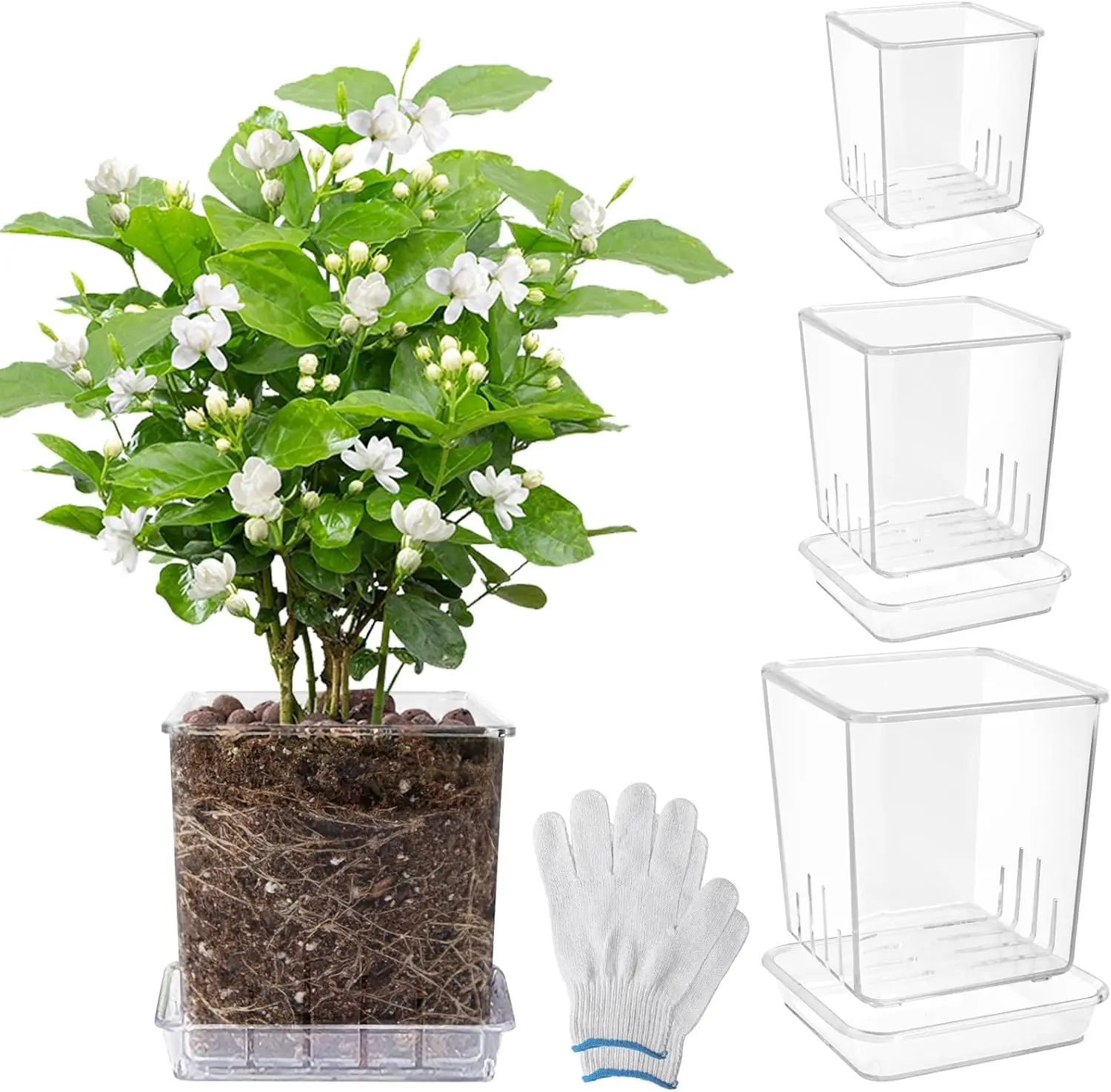 

Plastic Orchid Pot with Holes 3 Pack Clear Nursery Pots with Drainage 3.5/4/5 inch Breathable Repotting Planters for Orchids Ind