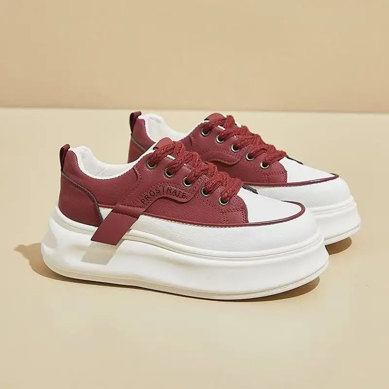 

High Quality Thick Soled Sports Shoes for Women Fashion Increase Platform Sneakers Female Lace Up Casual British Vulcanized Shoe
