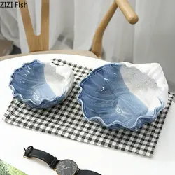 Multiple Styles Marine Life Decorative Jars Storage Tray Dresser Tabletop Earrings Jewelry Display Tray Ceramic Storage Plate