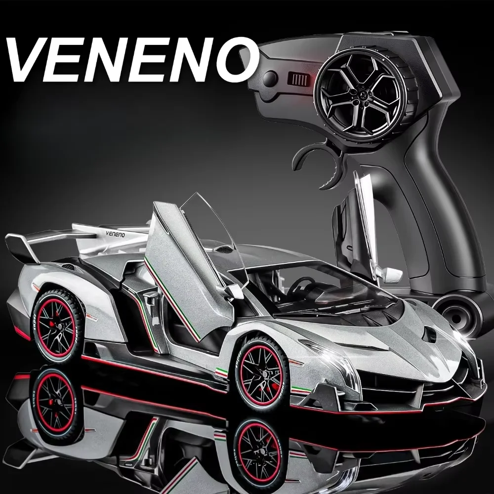 1:24 Scale Veneno Sports Car Model Toy Metal Diecast Supercar Sound Ligth Doors Opened Remote Control Vehicle Gifts for Child