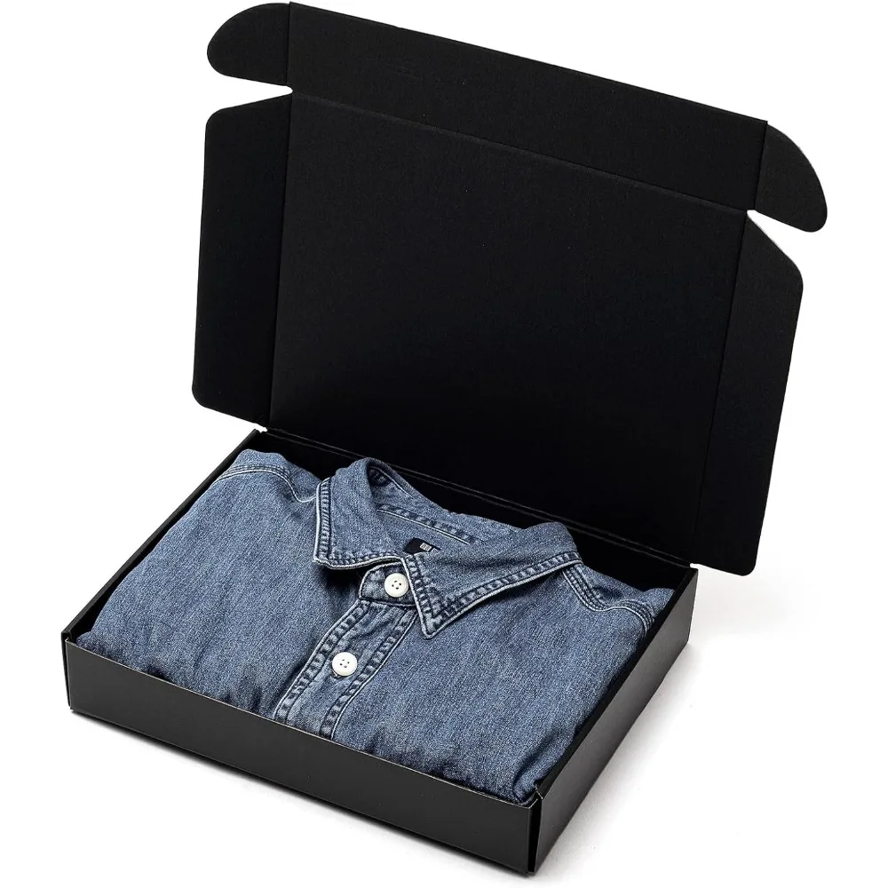 Black Corrugated Cardboard Shipping Boxes, 11 1/8 x 8 5/8 x 2 Inches Letter Size, 25 Pack for Small Business Packaging