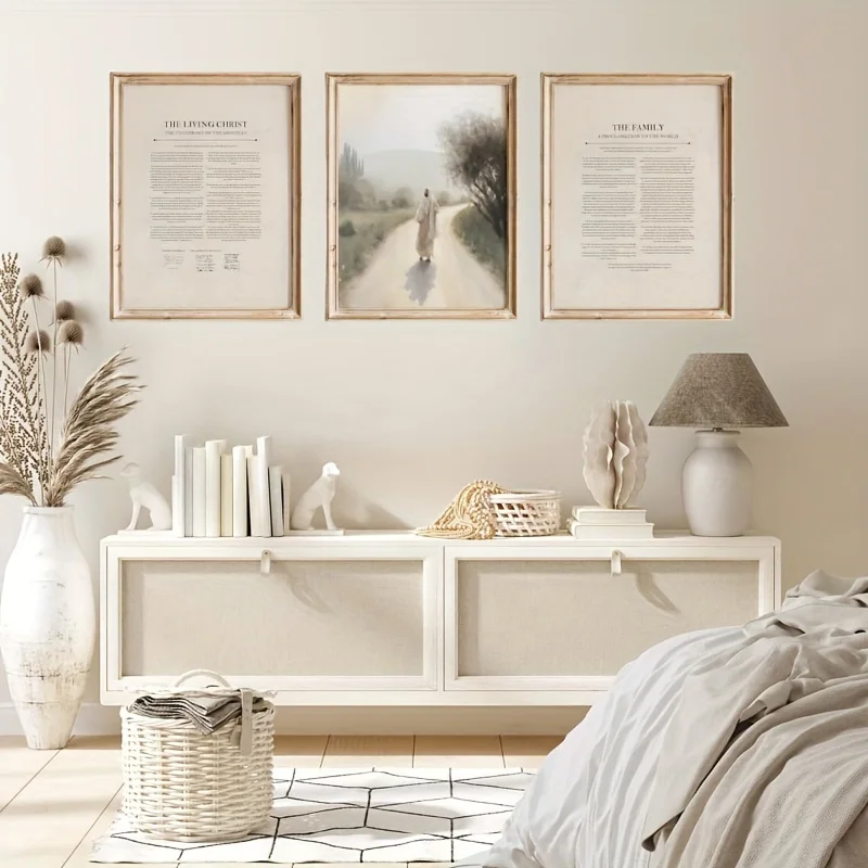 （Noframe 3PCS）-Set of 3 Educational Posters, Latter-Day Inspirational Wall Art Canvas Prints, Frameless Proclamation & Living