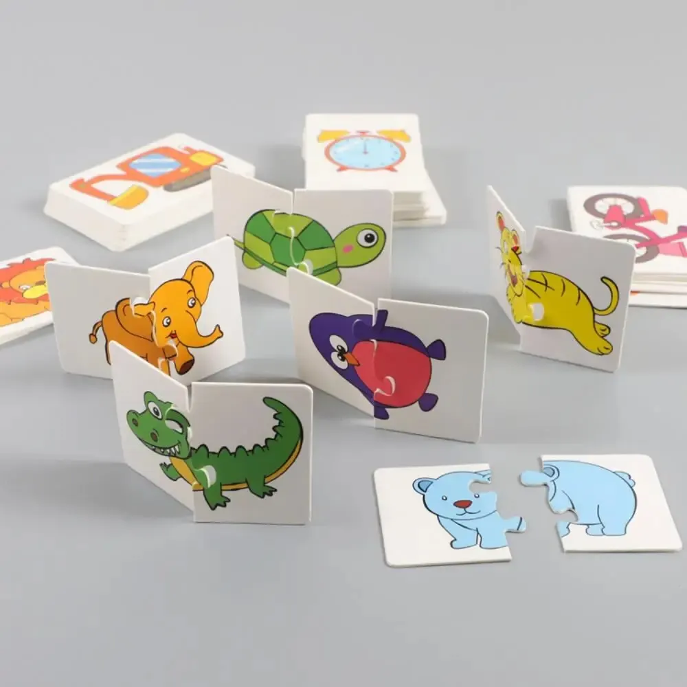 Bview Art 32 Uds tarjeta de iluminación rompecabezas a juego educación temprana patrón de dibujos animados juguetes cognitivos para niños y niñas