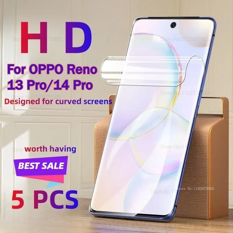 

5 шт. ультра прозрачная защитная пленка для конденсации воды для OPPO Reno 14 Pro 14 13 Pro 12, мягкая гидрогелевая защитная пленка 11Pro 13F 12F