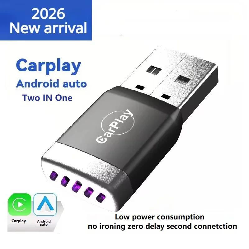 Nuevo Adaptador CarPlay inalámbrico 2 en 1 y adaptador inalámbrico Android Auto, WiFi y Bluetooth USB Plug Play CarPlay inalámbrico
