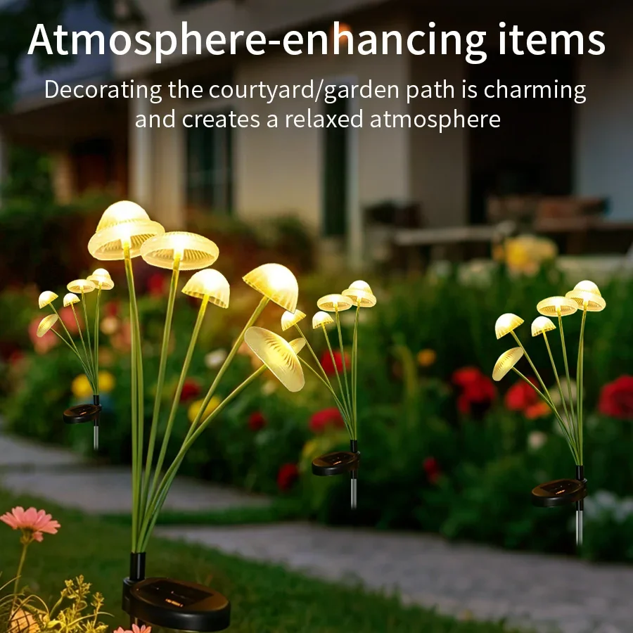 Solar LED Lawn LampGarden Lights Jellyfish Shape Outdoor Waterproof Landscape Decorative Light Auto On Off For Yard Pathway