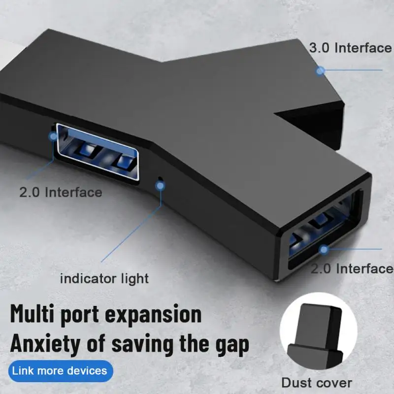 Ryra Usb 3.0 Hub Usb 2.0 Mini Y-Vormige 3-In-1 USB-C Hub Multi Usb Splitter hub Gebruik Power Adapter Extender Voor Pc Computer Laptop