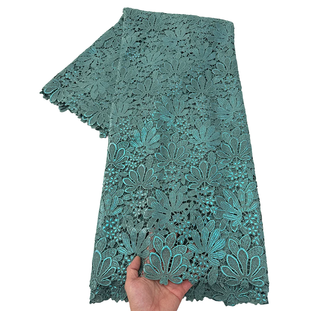 

Nigerian Water Soluble Lace Fabric 2026 African Style Fabric For Women Evening Party Dresses 5 YARDS Tissue Cord Lace Fabric