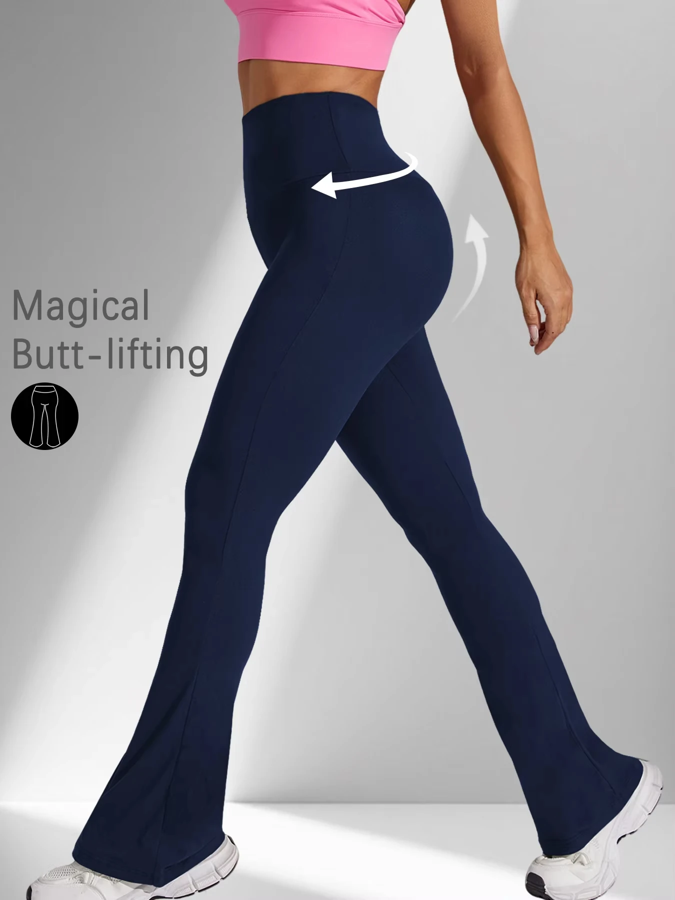 2026 Peach Flared Pants for Women's Yoga High Waisted and Hip Lifting Tight Pants Wide Leg Fitness Pants Quick Drying
