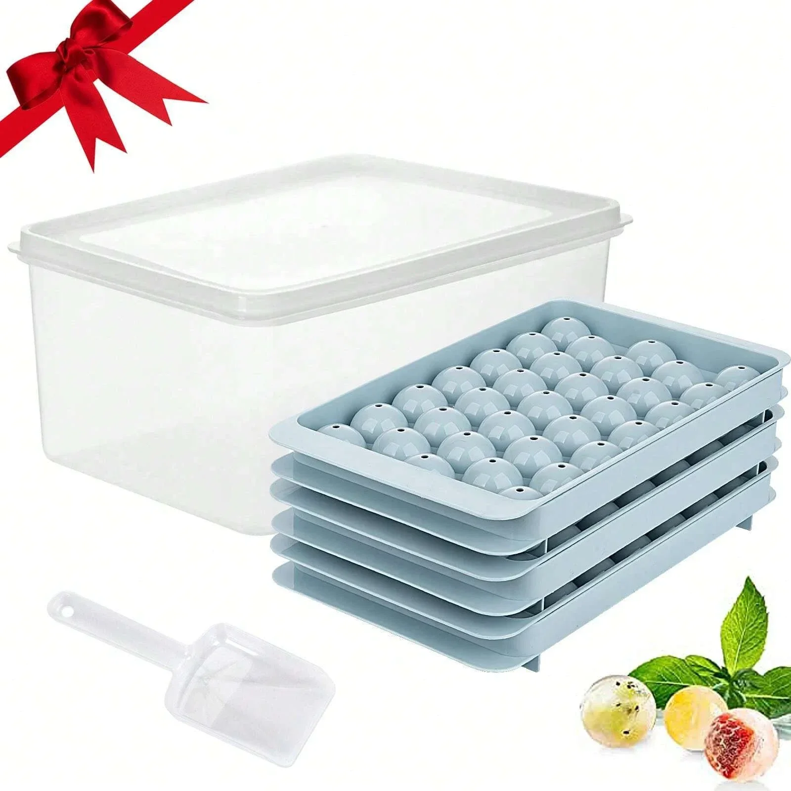 

Round Ice Cube Tray Set 3 Trays 1 Ice Bin And Scoop Upgraded Ice Trays Circle Ice Cube Mold Tray for Cocktail Whiskey Coffee