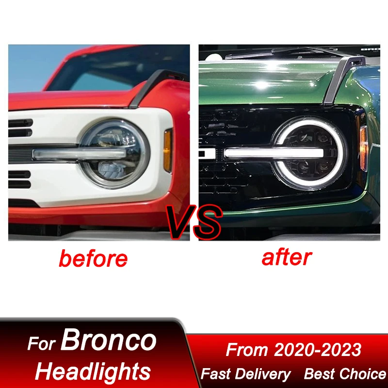 Car Headlights For Ford Bronco 2023-2023 new style full LED 4 lens Auto Headlamp Assembly Upgrade Projector Lens Accessories Kit