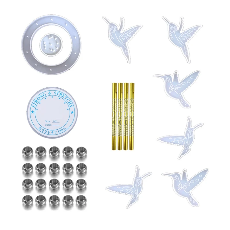 Hummingbird Wind Chimes Silicone Molds Epoxy Resin Casting Mould Home Garden Yard Decor for Win Bells DIY Crafts R3MC