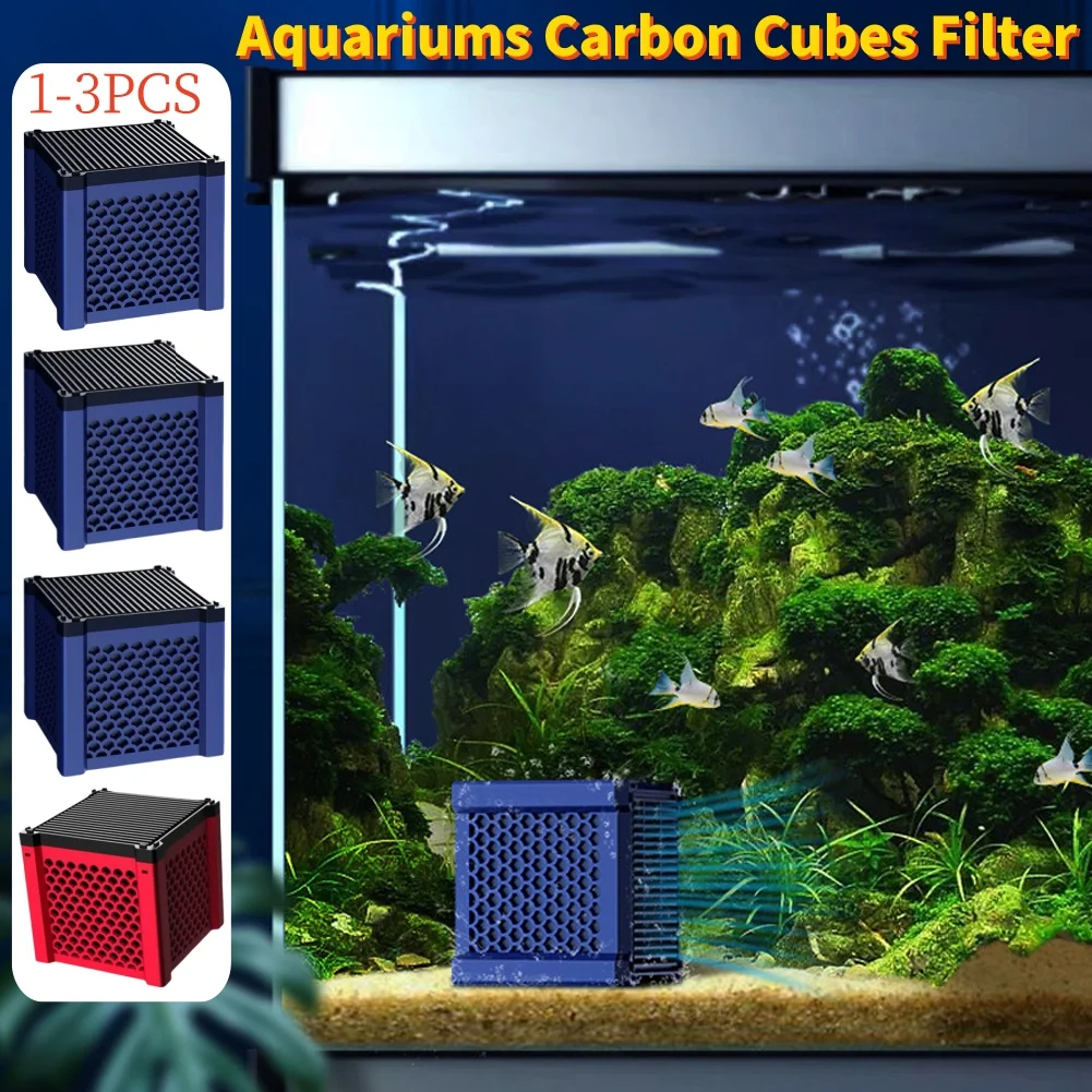 1-3pcs Magic Box Aquarium Water Purifier Cube Filter Honeycomb Structure Activated Charcoal Fish Tank Water Purifier for Fish Ta