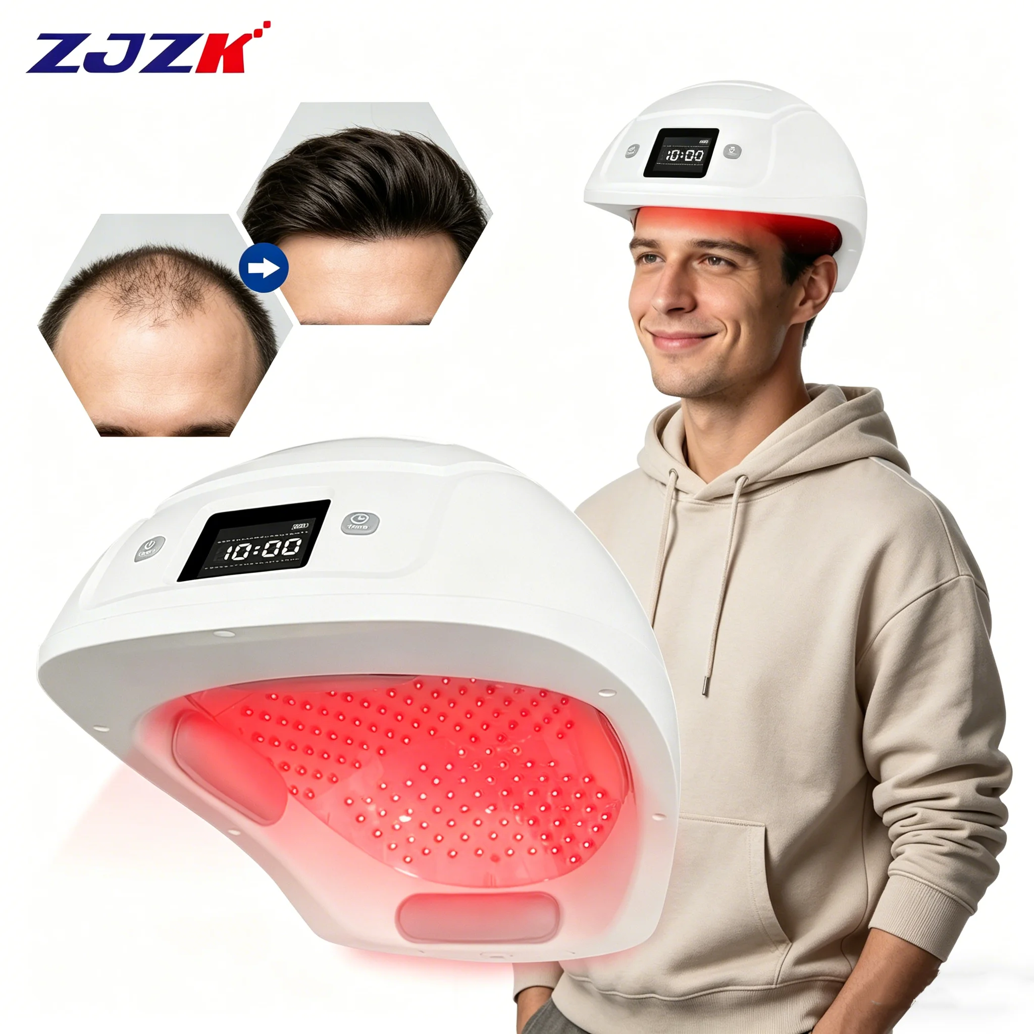 

NEWZJZK Hair Regrowth Helmet 650nm 448 Pcs Diodes Red Light Cap Therapy Device for Effective Baldness Treatment Home UseGOOD