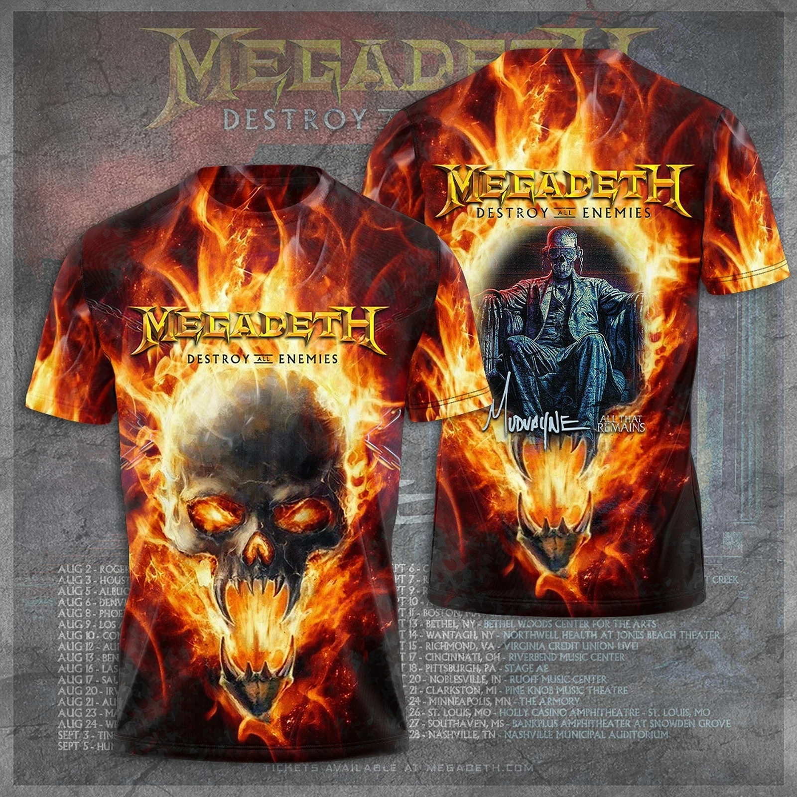 Men T-shirt Rock Band Megadeth 3D Print T Shirt Top Women's Sports Large Size Tops Tees Summer T-shirt Skull Clothes Anniversary