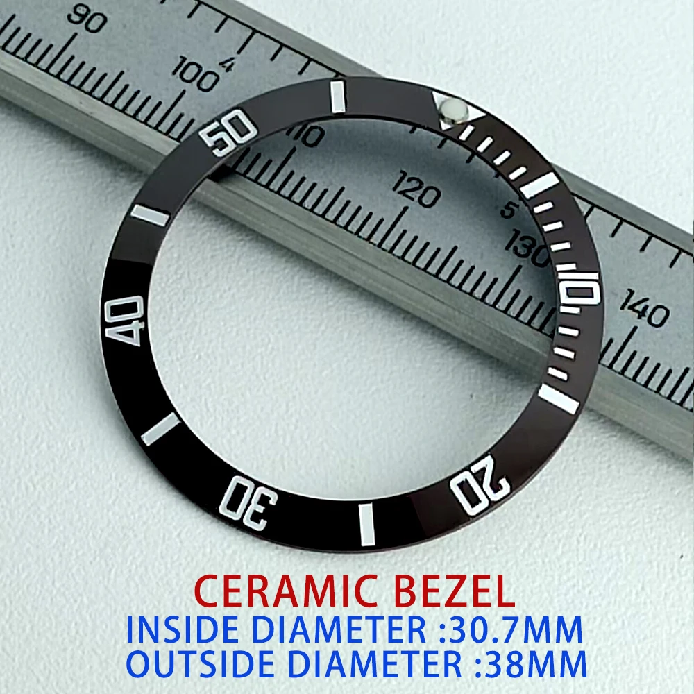 Наклонная керамическая вставка безеля 38 мм * 30,7 мм, керамический/алюминиевый светящийся безель, подходит для мужских часов 40 мм, сменные часы