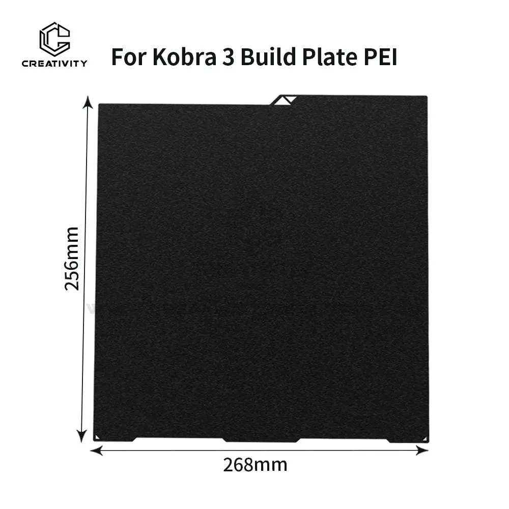 Plaque de construction PEI double face pour imprimante Kobra 3 Chlor3D, plateforme de lit texturée côté touristes, 265x268mm, jaune et noir