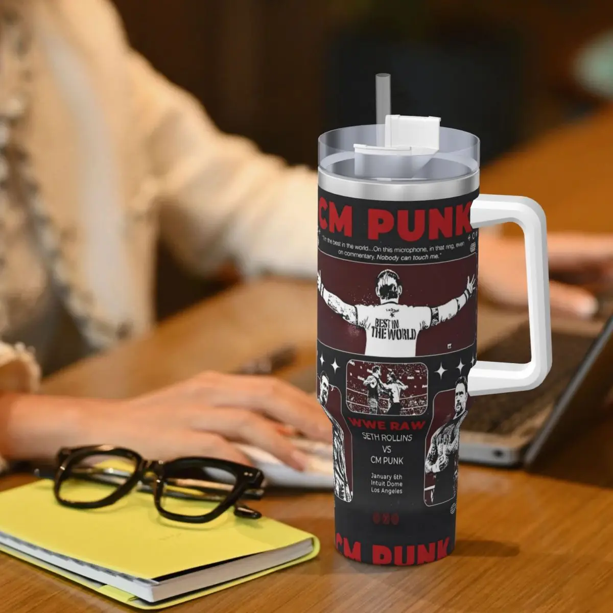 الفولاذ المقاوم للصدأ بهلوان سم فاسق أكواب المصارعة كوب مع القش السفر المشروبات الساخنة زجاجة ماء مانعة للتسرب كوب قهوة كبير #5