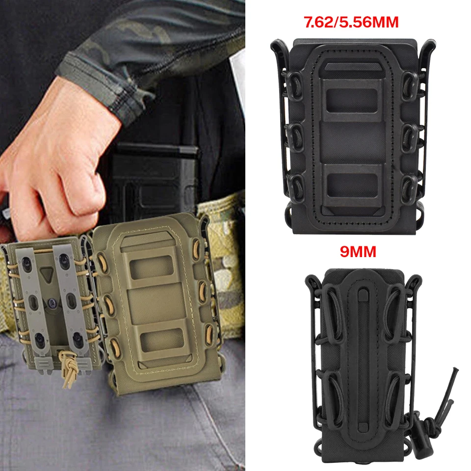 Portacargador Táctico para Cargadores de 7.62/5.56mm y 9mm - Portacargador Universal de Extracción Rápida para Pistola y Rifle, Compatible con el Sistema MOLLE