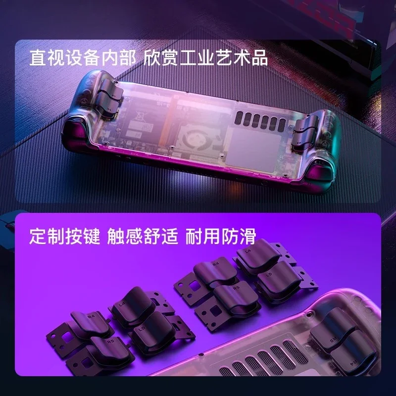 غطاء خلفي للتبريد من Steamdeck، غطاء خلفي شفاف معدل، ملحقات سطح البخار، حماية محيطية محمولة باليد #5