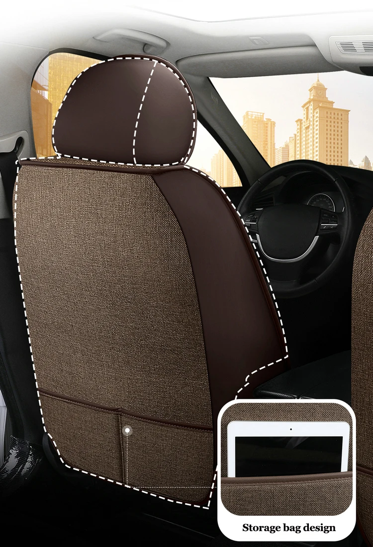 Universal Flax Car Seat Cover For Hyundai Kona Fe Creta Veloster Sonata Accent Solaris Auto Accessories Interior Protector Pads