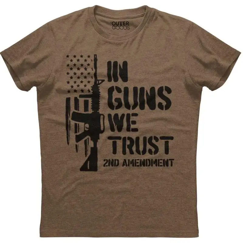 Патриотическая футболка с американским флагом в оружия, мы доверяем 2-я поправка в стиле милитари