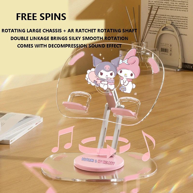 

Anime Sanrio Hello Kitty Acrylic Phone Holder Kawaii Kuromi Cinnamoroll Rotatable Telescopic Tablet Holder Girl Birthday Gift