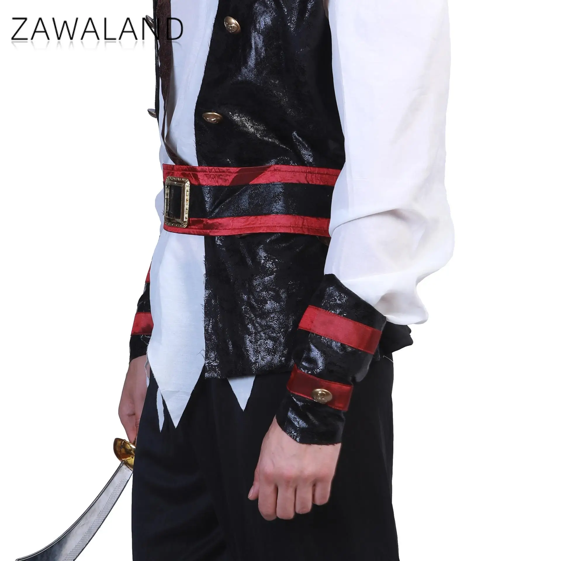 Zawaland Halloween Cosplay kostium pirata mężczyzna kamizelka zabawna kostium sceniczny przyjęcie świąteczne występ na scenie ubrania imprezowe