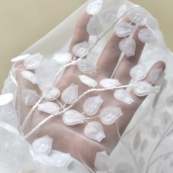 Pastoral 3D satin embroidery branches wedding dress veil DIY clothing fabric lace off white