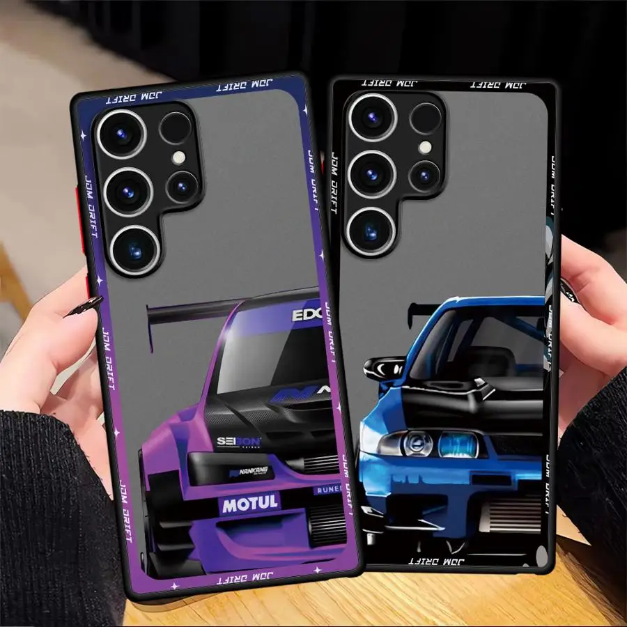 일본 JDM 드리프트 카 레드 선 소프트 커버 폰 케이스 삼성 갤럭시 S24 노트 20 10 S21 FE S25 S9 S8 S22 플러스 S23 울트라 S20용