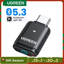 Bluetooth UGREEN-USB Type-Cトランスミッター,aptxトランスミッター,hd ad,オーディオアダプター,PC, Nintendo Switch,ヘッドセット,スピーカー,マイク,5.3