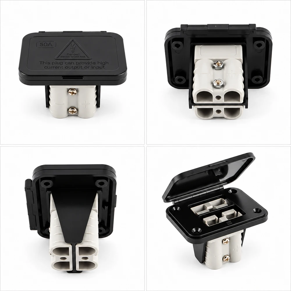 1/2/3/4Set 50A 600V Twin Dual Flush Mount Bracket For Ander-Plug Connector Flush Mounts For Electric Vehicles Power Distribution