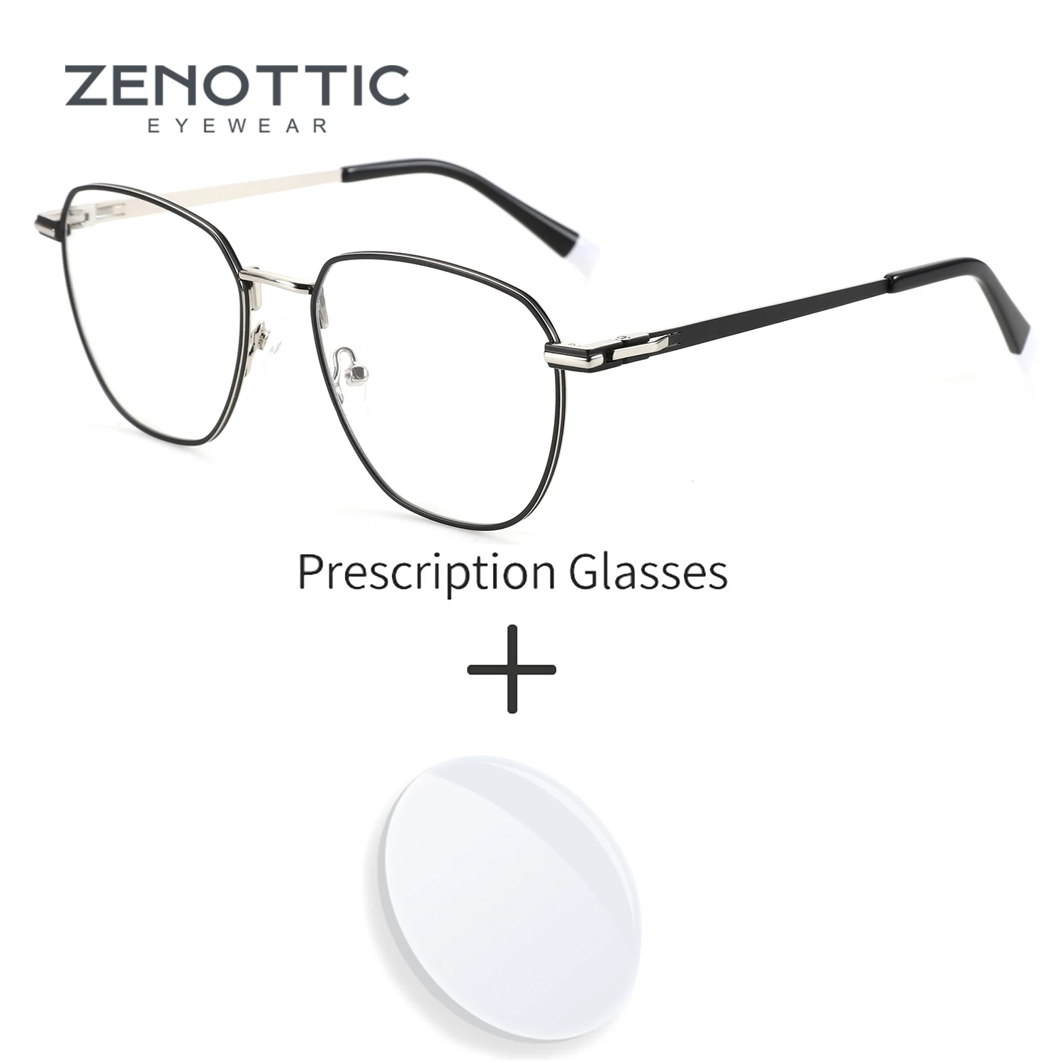 

ZENOTTIC (L Size) Fashion Round Prescription Eyewear Women Men High-quality Metal Myopia Glasses Woman Optical Eyeglasses
