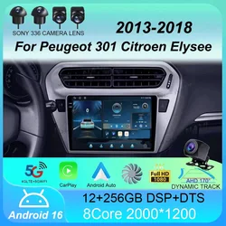 Car Radio Android 16 For Peugeot 301 Citroen Elysee 2013 2014 2015 2016 2017 2018 Multimedia Player Stereo Carplay 2din Audio BT