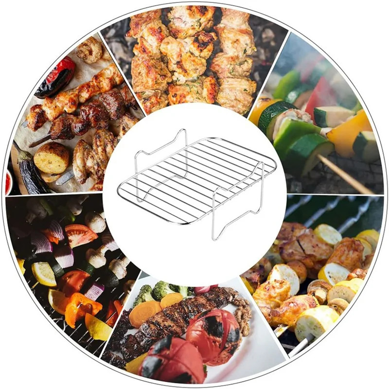 A59E- رف شواء من الفولاذ المقاوم للصدأ رف باخرة لـ Ninja Foodi سلسلة طباخ مزدوج ملحقات Airfryer رف شواء مستطيل