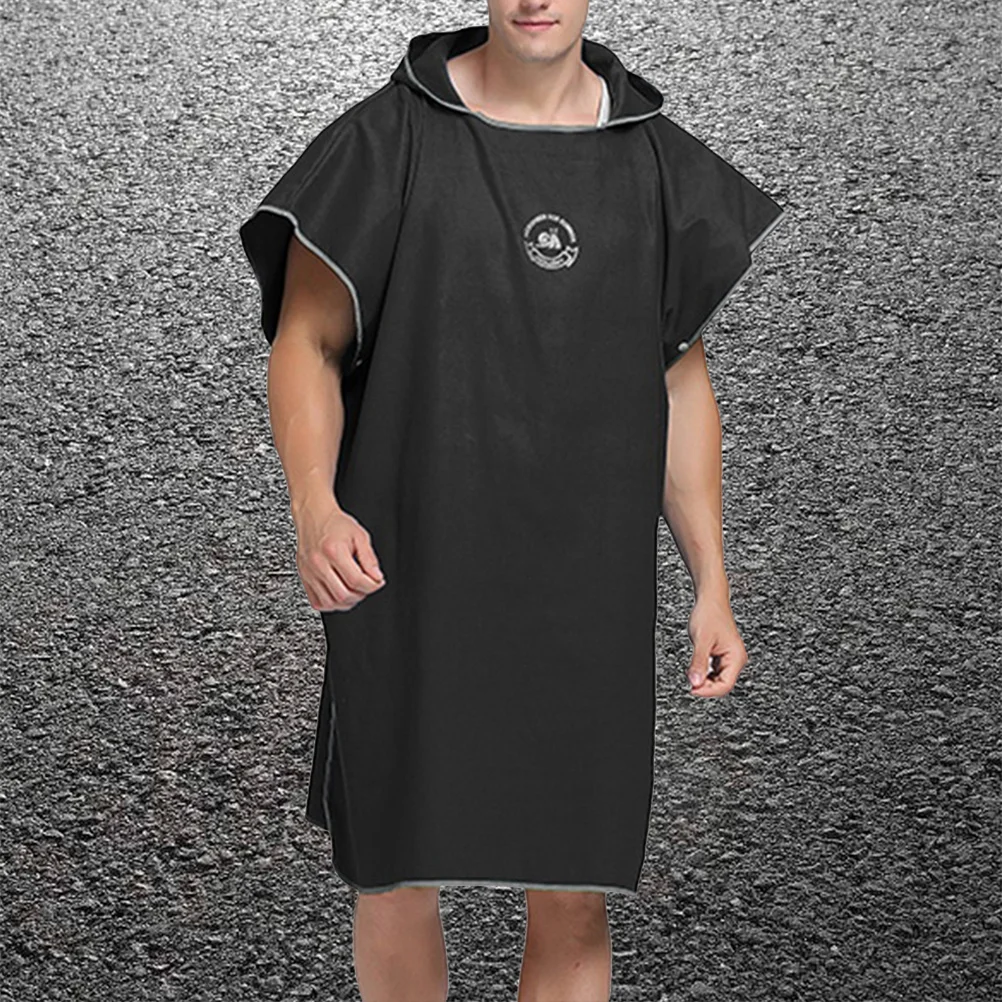 Jubah Pantai Mikrofiber Ringan Warna Hitam, Cepat Kering, Portabel, Handuk Mandi Privasi, Jubah Mandi, Handuk Pantai