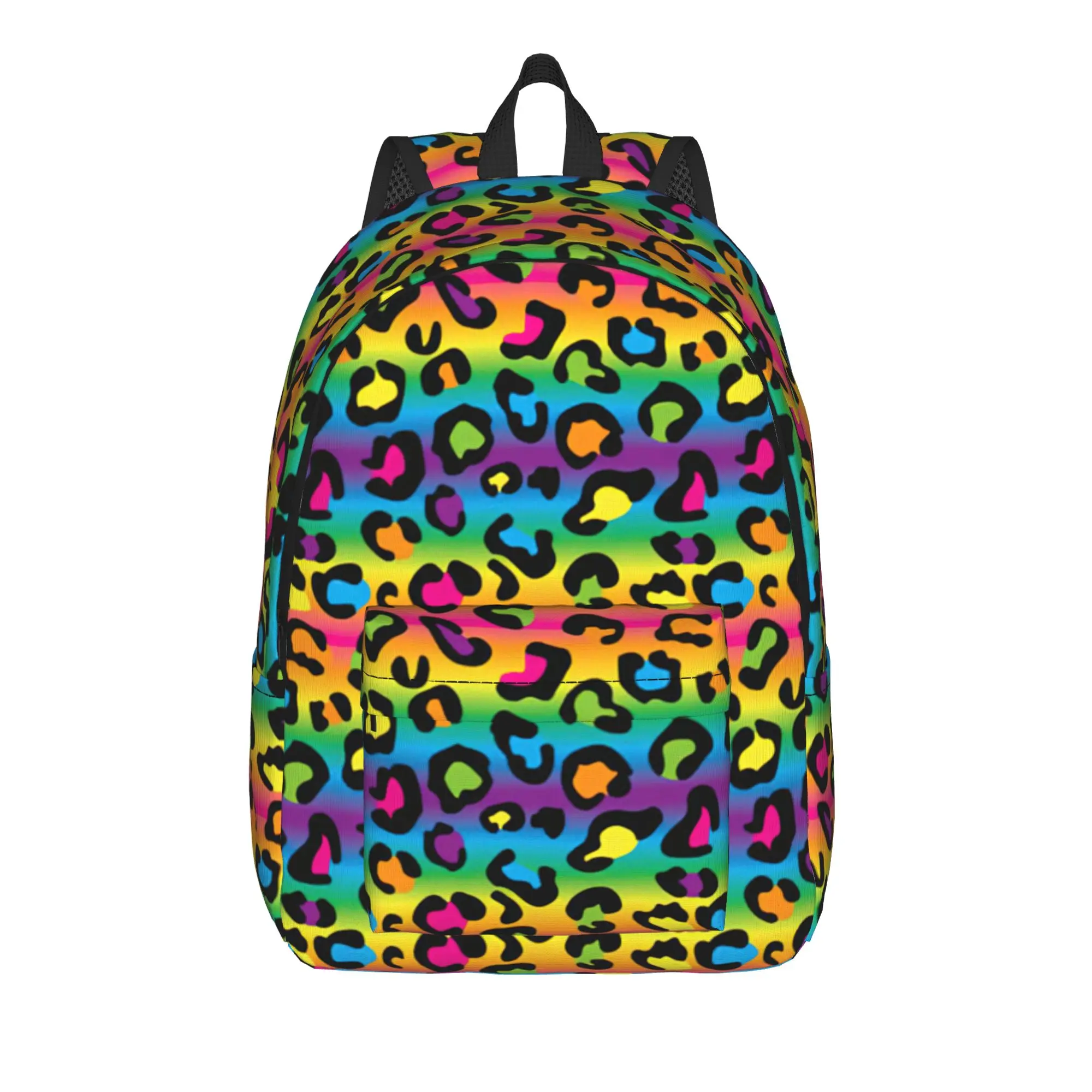 

Rainbow Leopard Backpack for Men Women Cool High School Work Daypack Lgbt Pride Laptop Computer Canvas Bags Durable